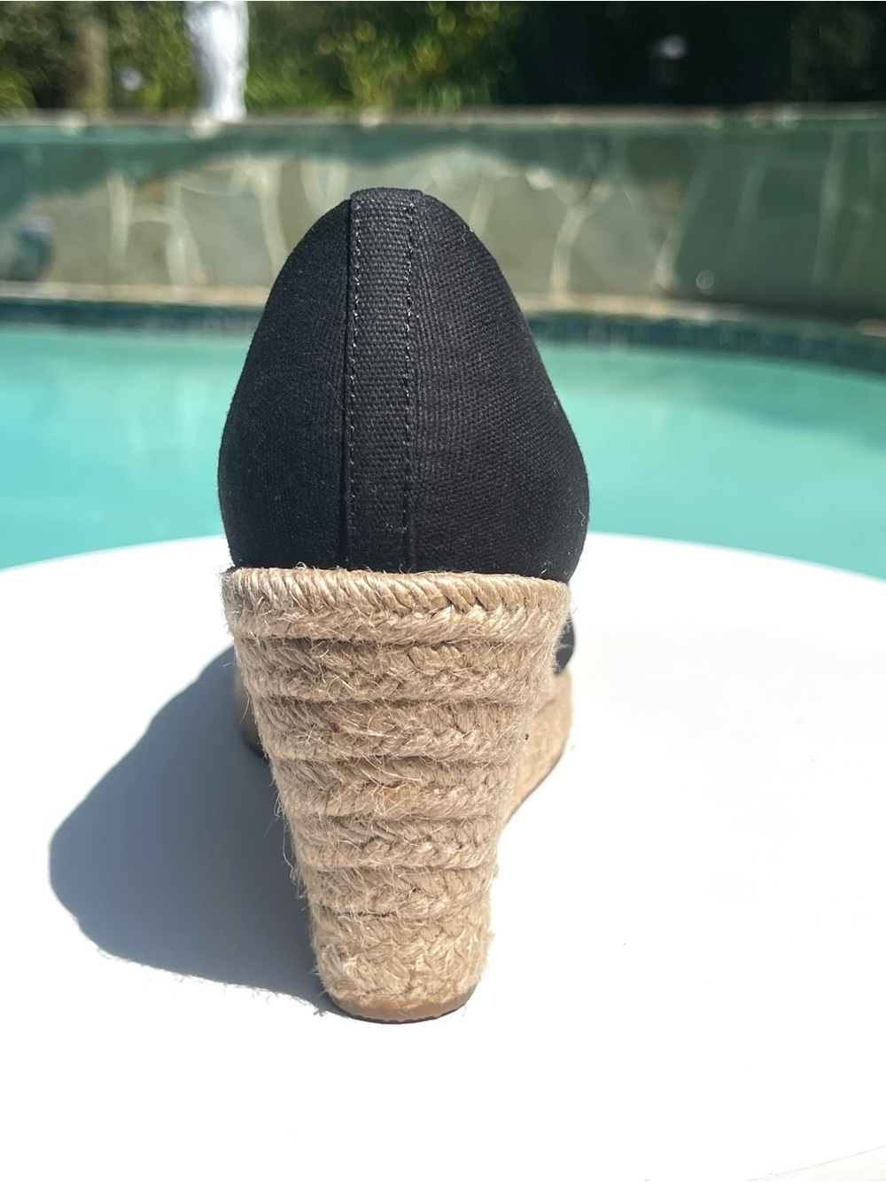 J. CREW Seville Espadrille Black Canvas Jute Wedge Slip On Shoes Size 6 - Picture 9 of 13